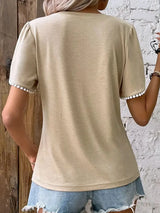 Full Size Round Neck Petal Sleeve Blouse Plus Size - Trendsi - Flyclothing LLC