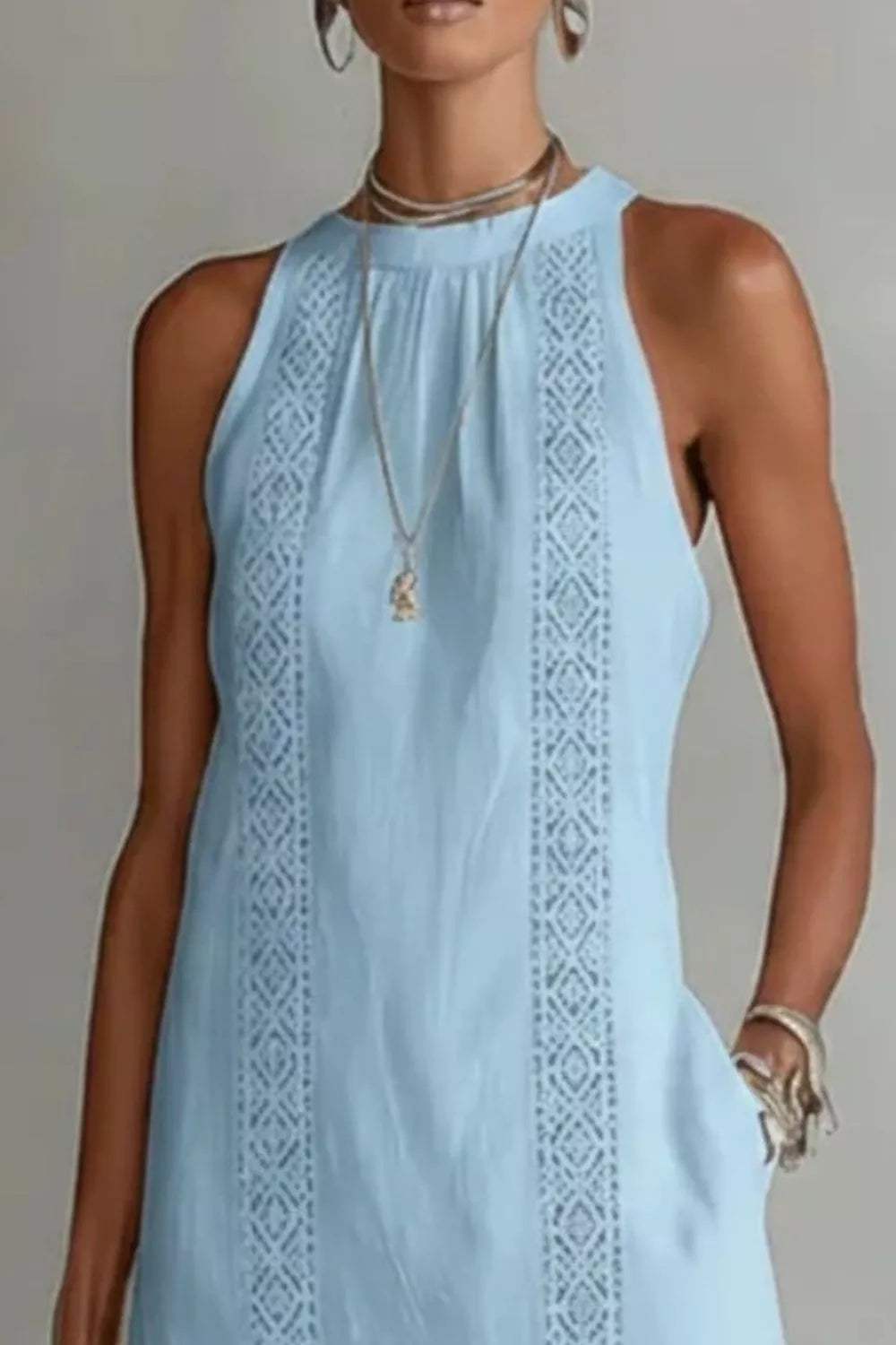 Sleeveless Side Slit Dress with Pockets - Trendsi - Flyclothing LLC