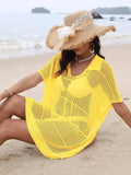 Hollow Out Collared Neck Cover-Up - Trendsi - Flyclothing LLC