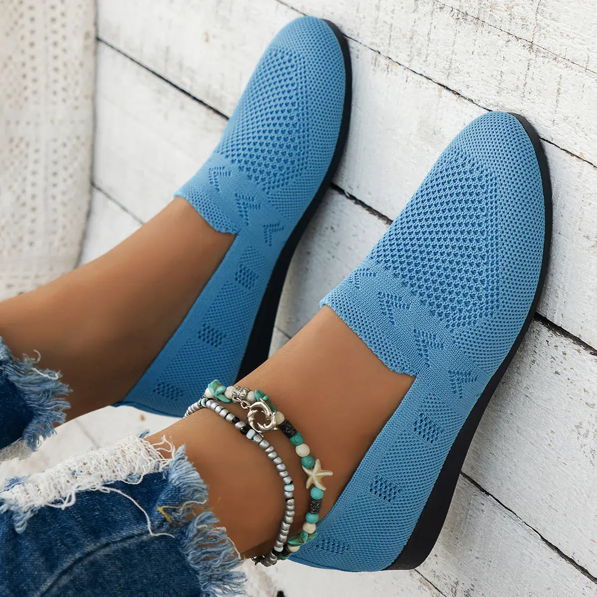 Mesh Round Toe Flat Slip-Ons - Trendsi - Flyclothing LLC