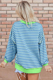 High-Low Striped Long Sleeve Sweatshirt - Trendsi - Flyclothing LLC