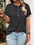 Half Button Short Sleeve Top - Trendsi - Flyclothing LLC