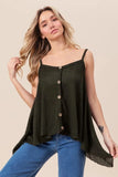 BiBi Popcorn Waffle Knit with Buttoned Front Cami Top - Trendsi