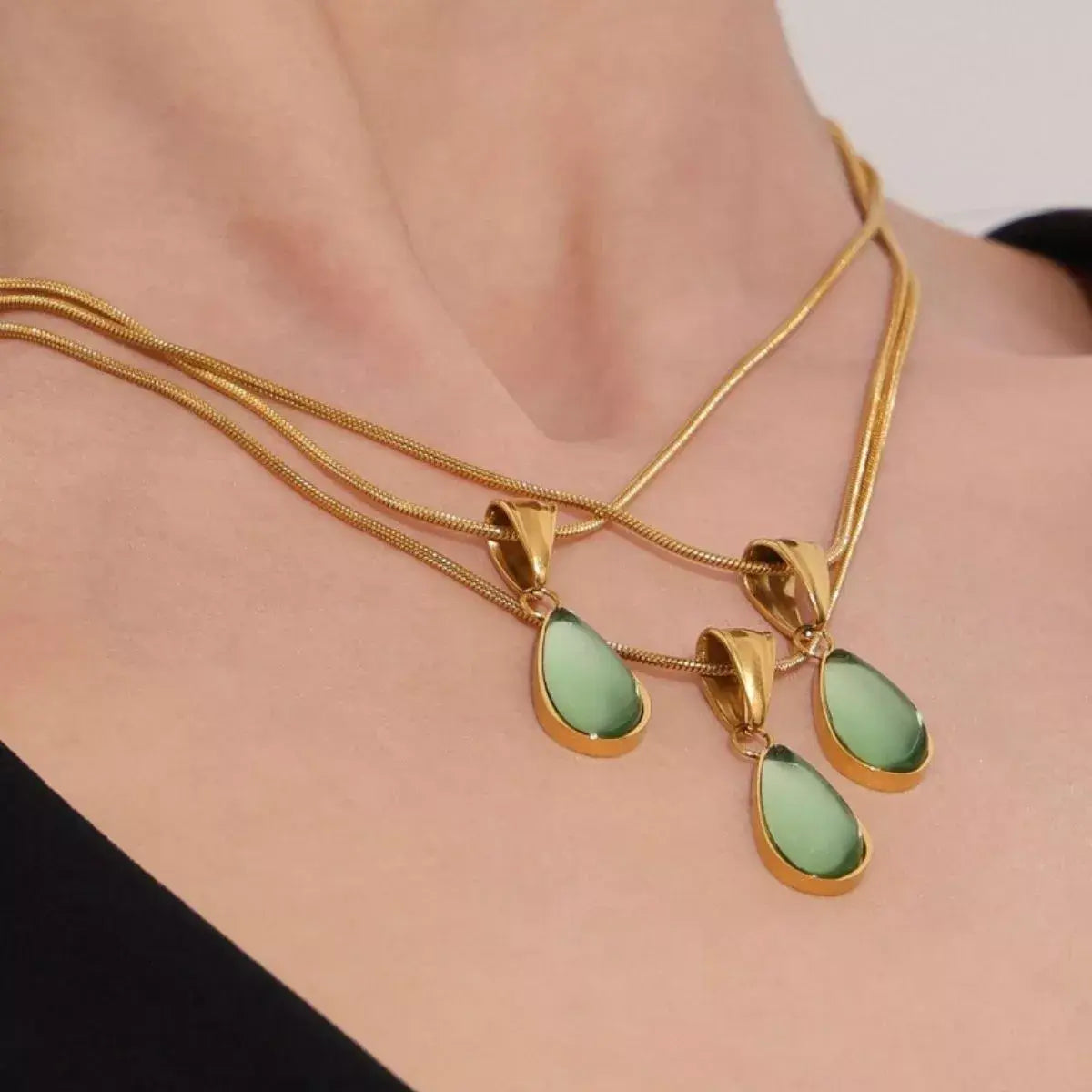 Stainless Steel Teardrop Necklace - Trendsi - Flyclothing LLC