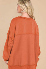 Exposed Seam Long Sleeve Sweatshirt - Trendsi - Flyclothing LLC