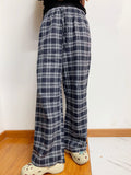 Plaid Drawstring Wide Leg Pants - Trendsi