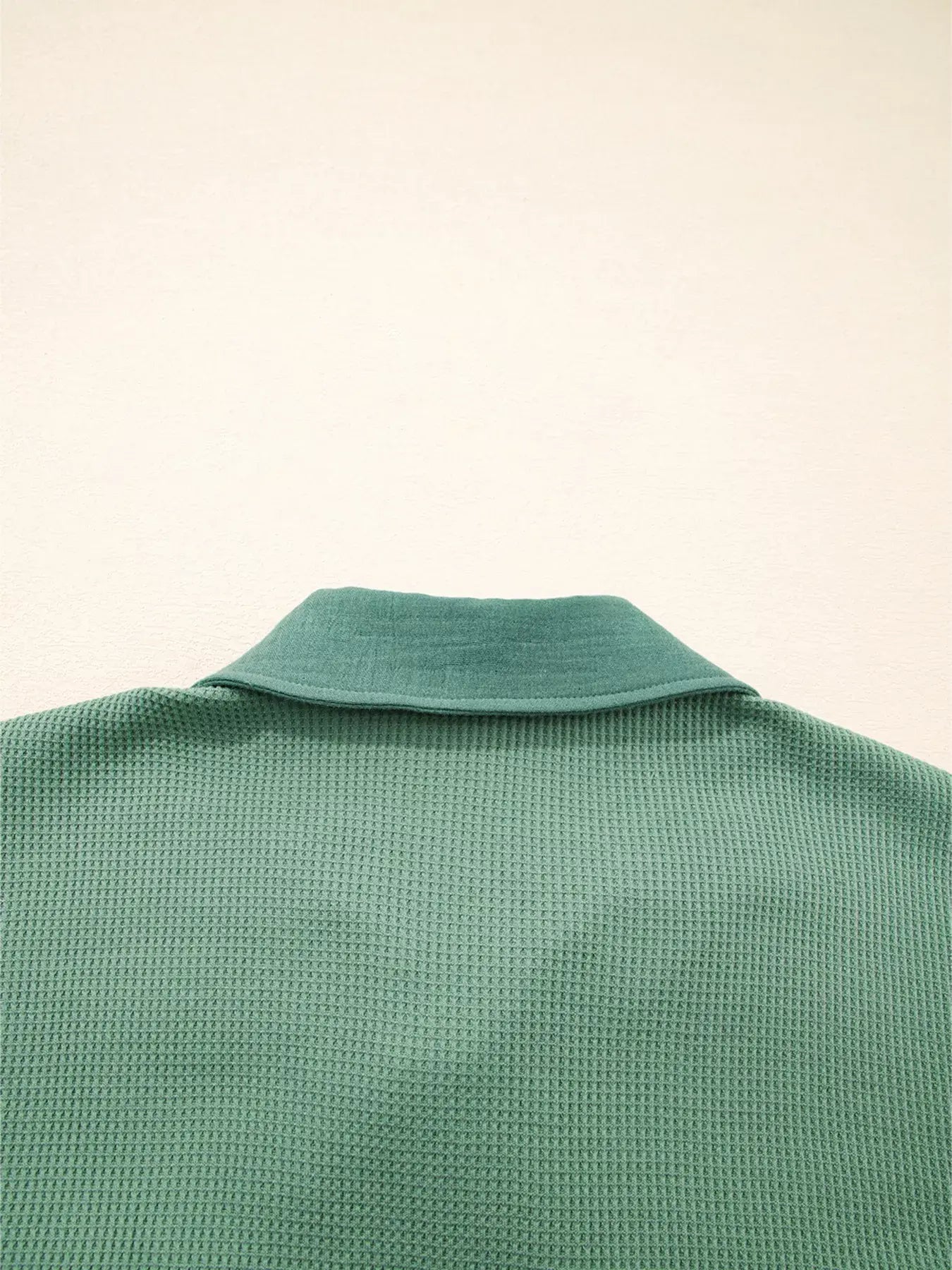 Waffle Knit Vintage Patchwork Button Up Loose Shirt - Trendsi - Flyclothing LLC