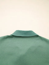 Waffle Knit Vintage Patchwork Button Up Loose Shirt - Trendsi - Flyclothing LLC