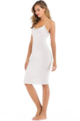 Lace Detail V-Neck Spaghetti Strap Lounge Dress - Trendsi - Flyclothing LLC