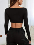 Square Neck Long Sleeve T-Shirt - Trendsi