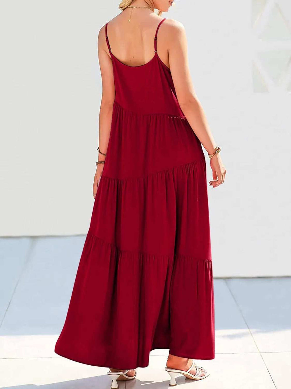 Full Size Ruched Tiered Spaghetti Strap Dress - Trendsi - Flyclothing LLC