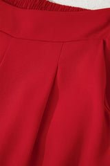 Pleated Detail Pull On High Elastic Waist Loose Straight Pants - Trendsi - Flyclothing LLC
