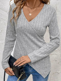 Perfee Surplice Long Sleeve T-Shirt - Trendsi