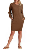 Striped Round Neck Long Sleeve Mini Dress - Trendsi - Flyclothing LLC