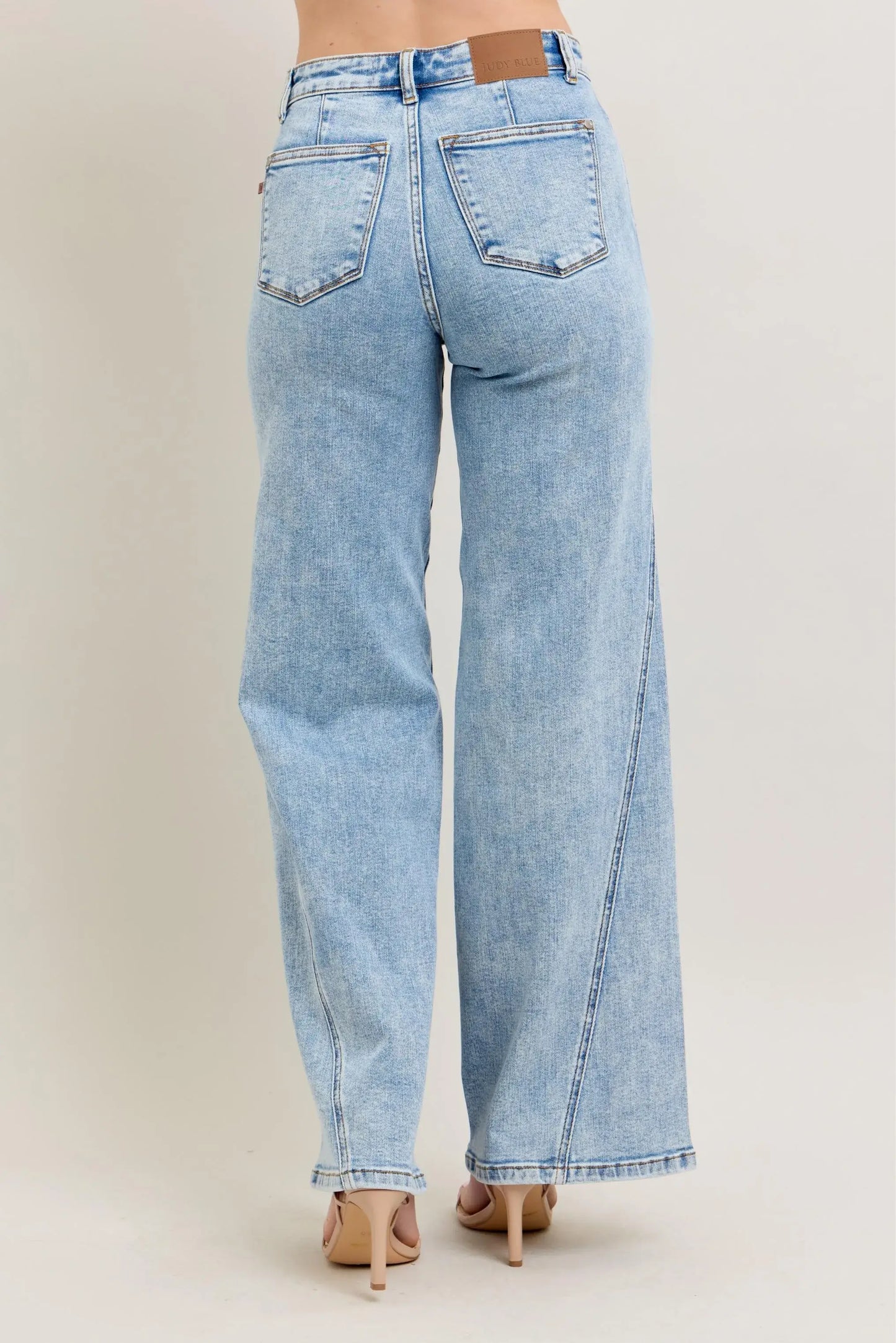 Judy Blue Full Size High Waist Wide Leg Jeans with Skewed Inseam Plus Size - Trendsi - Flyclothing LLC