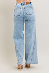 Judy Blue Full Size High Waist Wide Leg Jeans with Skewed Inseam Plus Size - Trendsi - Flyclothing LLC