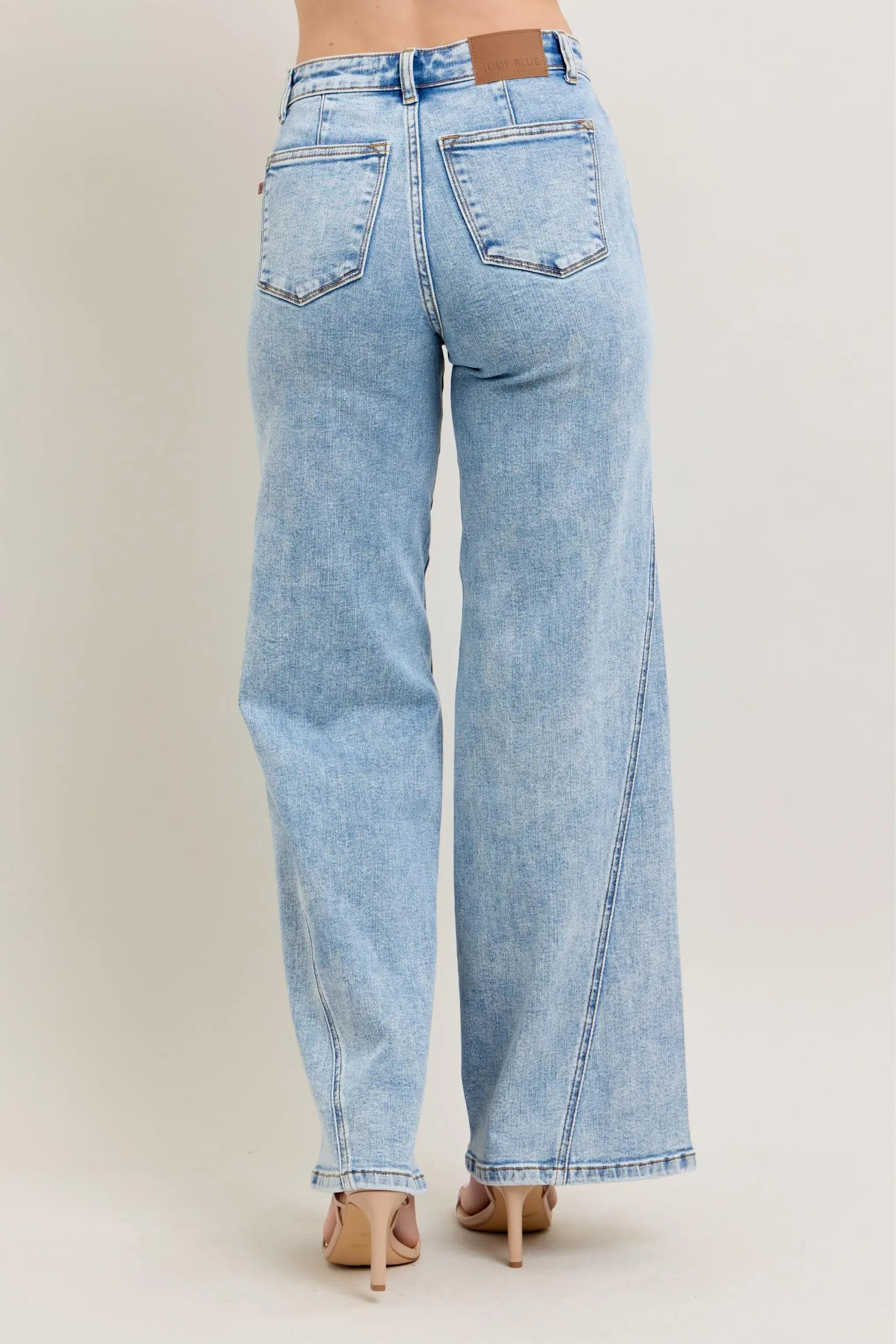 Judy Blue Full Size High Waist Wide Leg Jeans with Skewed Inseam Plus Size - Trendsi - Flyclothing LLC