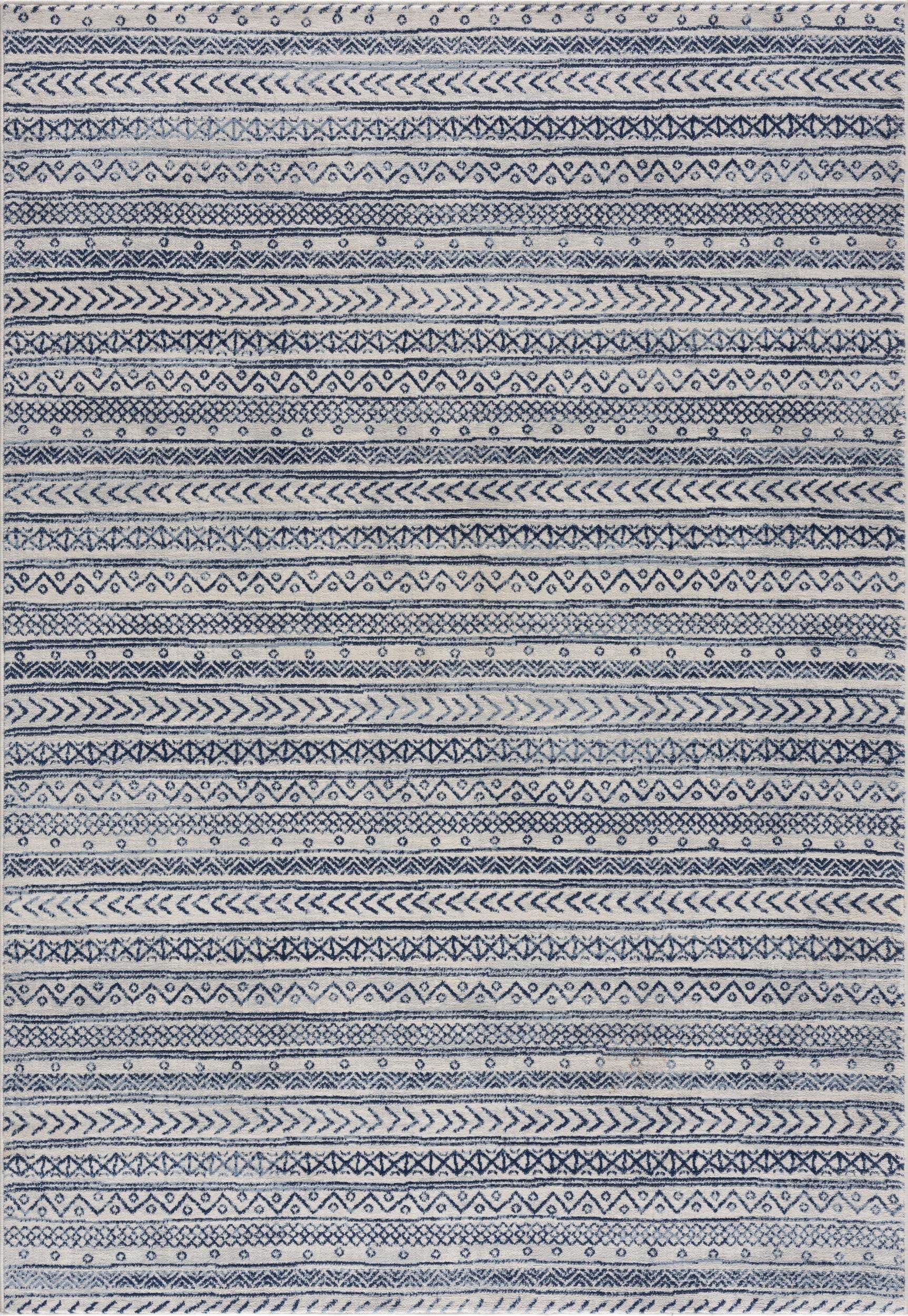 4' X 6' Navy Blue Decorative Stripes Area Rug - Homeroots - Flyclothing LLC