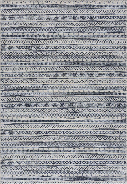 5' X 8' Navy Blue Decorative Stripes Area Rug - Homeroots - Flyclothing LLC