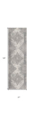 2' X 10' Gray Distressed Medallion Runner Rug - Homeroots