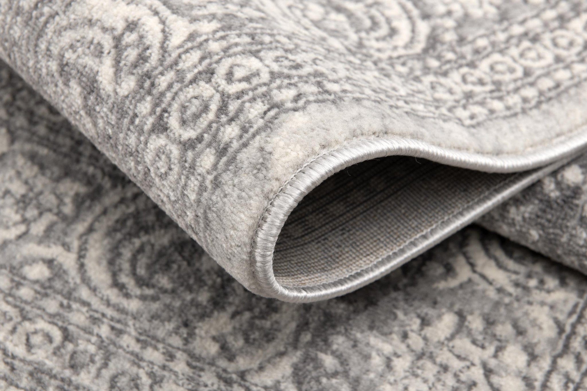 2' X 13' Gray Distressed Medallion Runner Rug