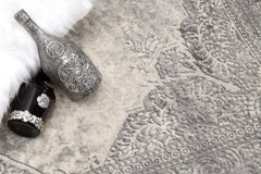 2' X 13' Gray Distressed Medallion Runner Rug