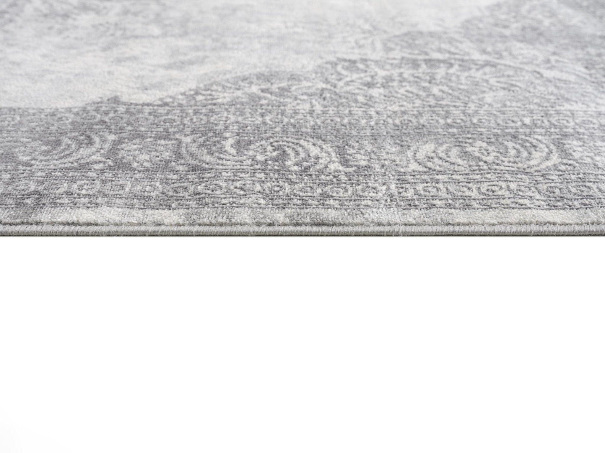 2' X 13' Gray Distressed Medallion Runner Rug