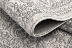 2' X 13' Gray Distressed Medallion Runner Rug