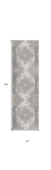 2' X 13' Gray Distressed Medallion Runner Rug