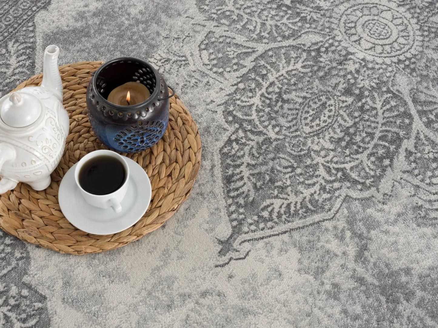 2' X 6' Gray Distressed Medallion Area Rug - Homeroots - Flyclothing LLC