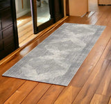 2' X 6' Gray Distressed Medallion Area Rug - Homeroots
