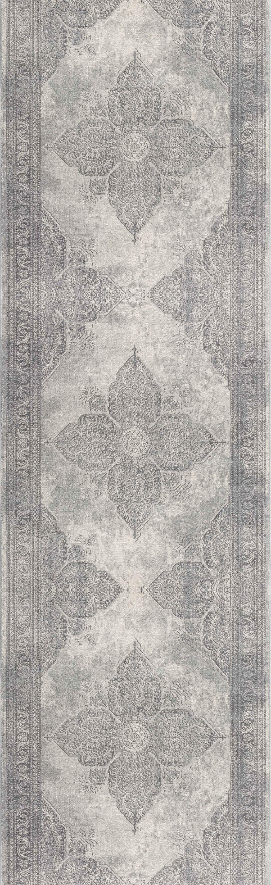 2' X 8' Gray Distressed Medallion Runner Rug - Homeroots - Flyclothing LLC
