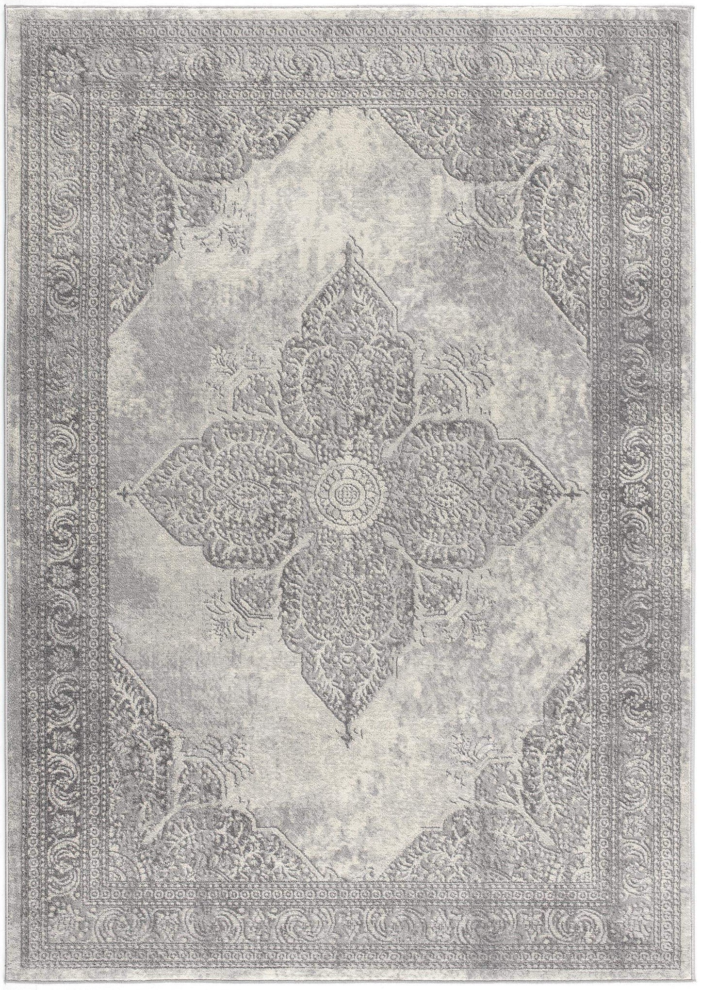 5' X 8' Gray Distressed Medallion Area Rug - Homeroots - Flyclothing LLC