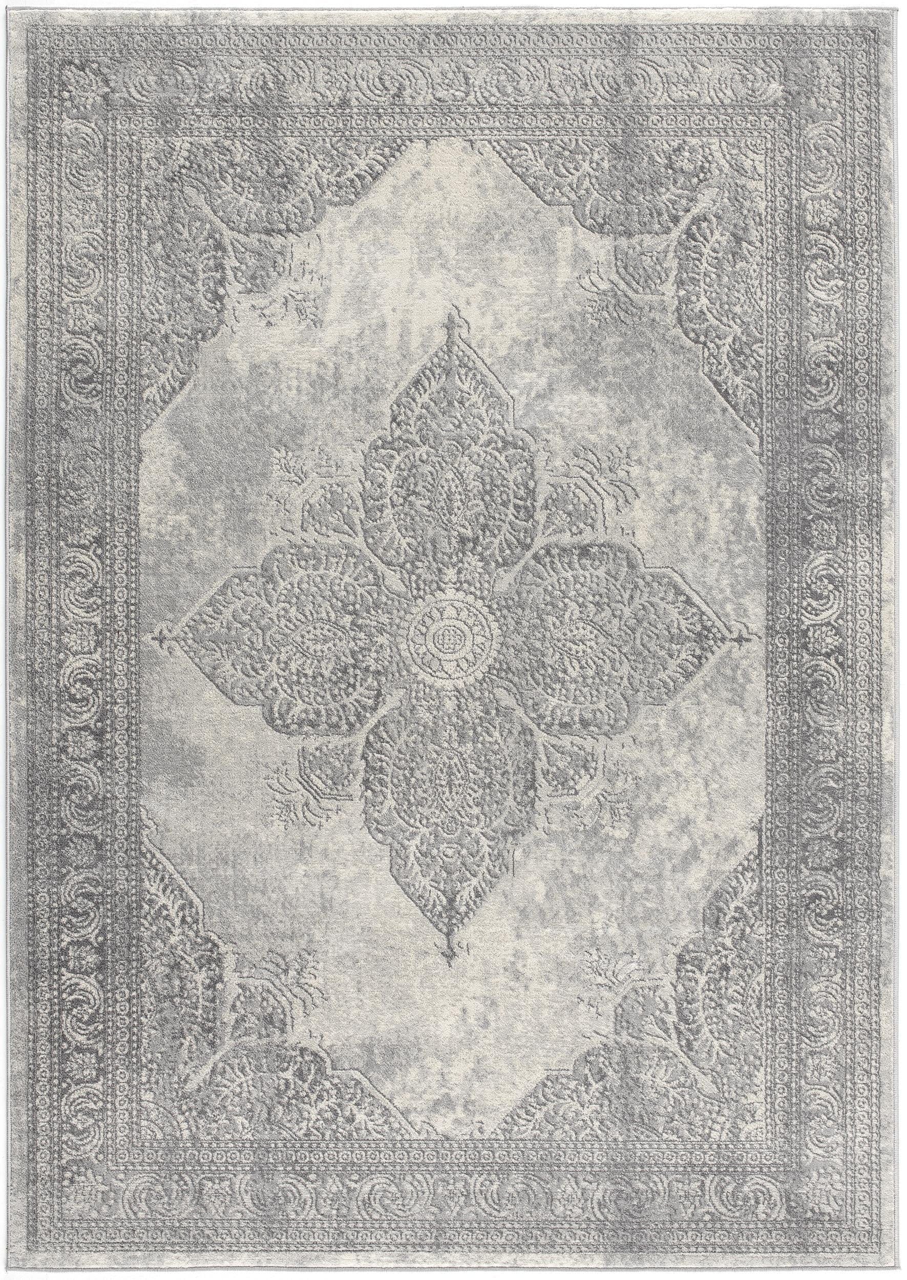 8' X 11' Gray Distressed Medallion Area Rug - Homeroots