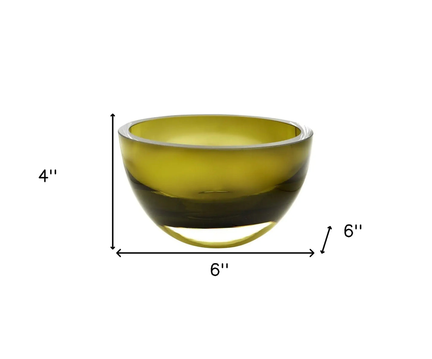 6" Moss Green Mouth Blown Crystal Thick Walled Bowl - Homeroots - Flyclothing LLC