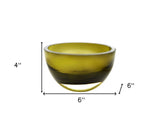 6" Moss Green Mouth Blown Crystal Thick Walled Bowl - Homeroots