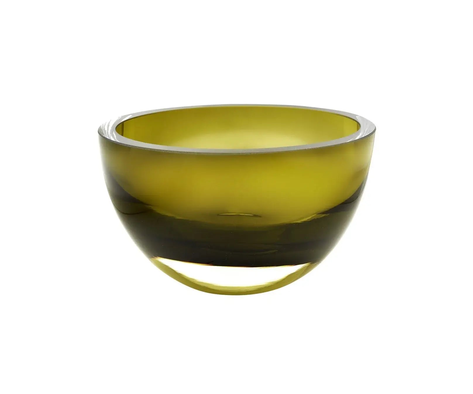 6" Moss Green Mouth Blown Crystal Thick Walled Bowl - Homeroots - Flyclothing LLC