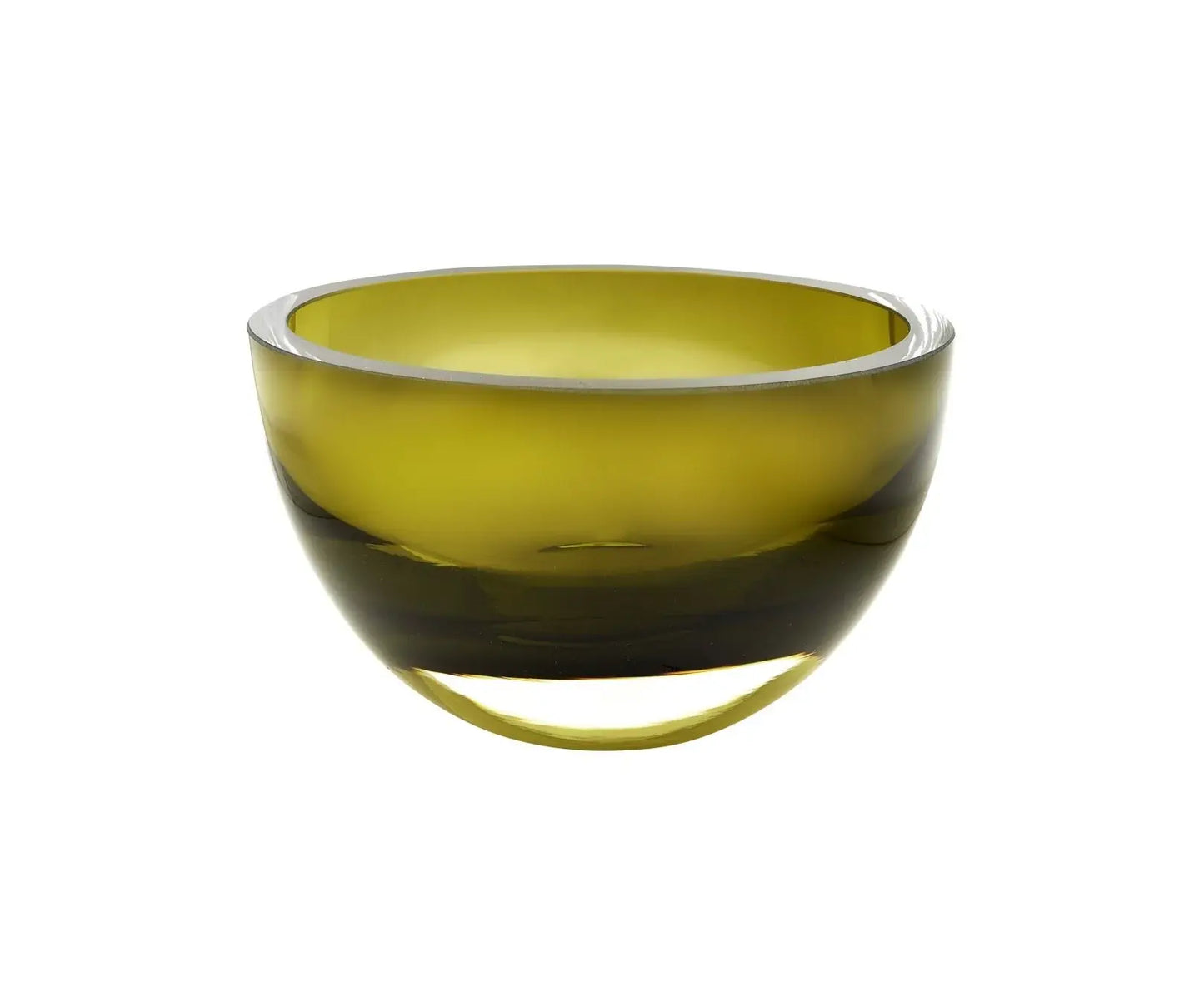 6" Moss Green Mouth Blown Crystal Thick Walled Bowl - Homeroots - Flyclothing LLC