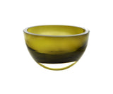 6" Moss Green Mouth Blown Crystal Thick Walled Bowl - Homeroots