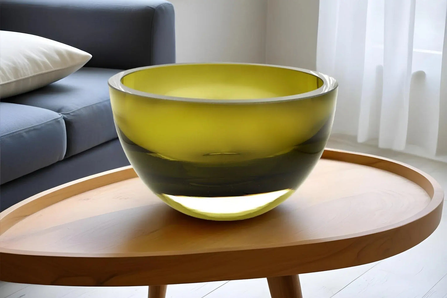 6" Moss Green Mouth Blown Crystal Thick Walled Bowl - Homeroots - Flyclothing LLC