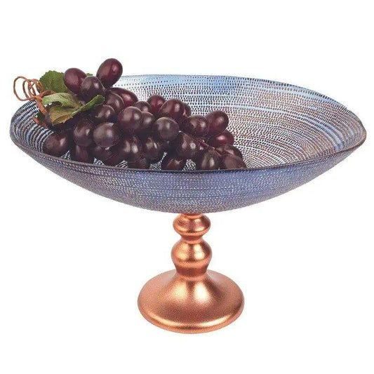 Handcrafted European Glass Centerpiece Footed Bowl - Homeroots - Flyclothing LLC