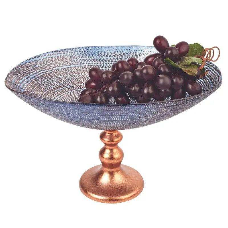 Handcrafted European Glass Centerpiece Footed Bowl - Homeroots - Flyclothing LLC