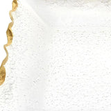 14" Clear and Gold Bubble Glass Scalloped Rim Rectangular Tray - Homeroots