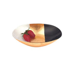 12" Gold Black and White Oval Glass Serving Bowl - Homeroots
