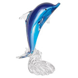 10" Blue Murano Glass Dolphin Figurine Tabletop Sculpture - Homeroots