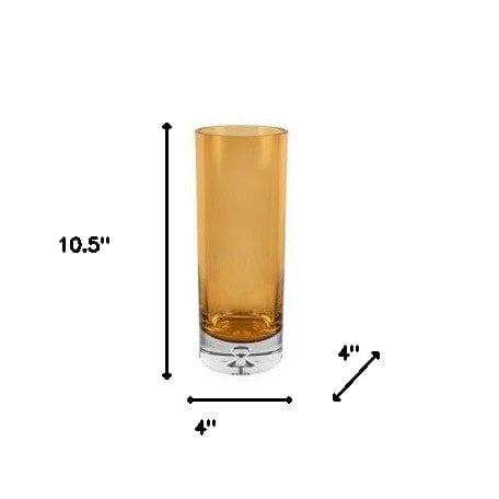 Amber Mouth Blown Bubble Glass Thick Walled Cylinder Vase - Homeroots - Flyclothing LLC