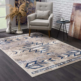 4' X 6' Beige And Blue Boho Chic Area Rug - Homeroots - Flyclothing LLC