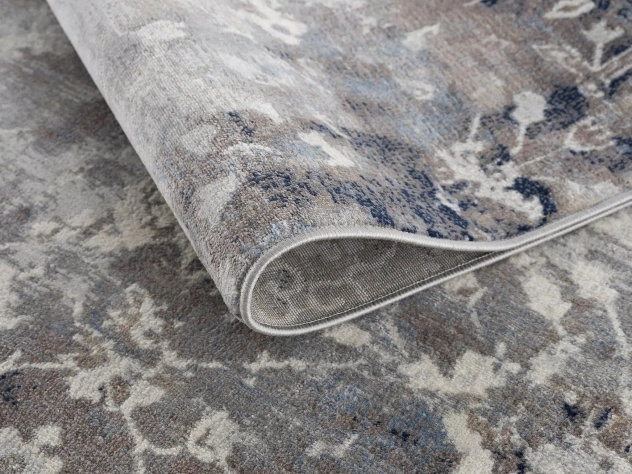2' X 6' Navy And Beige Distressed Vines Area Rug - Homeroots - Flyclothing LLC