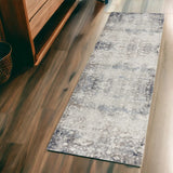 2' X 6' Navy And Beige Distressed Vines Area Rug - Homeroots - Flyclothing LLC