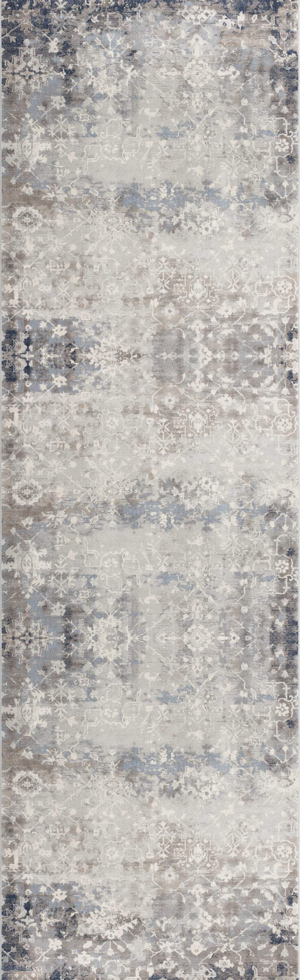 2' X 8' Navy And Beige Distressed Vines Runner Rug - Homeroots - Flyclothing LLC